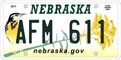 NE license plate AFM611