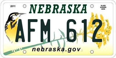 NE license plate AFM612