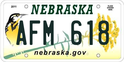 NE license plate AFM618