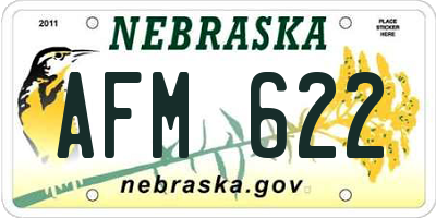 NE license plate AFM622