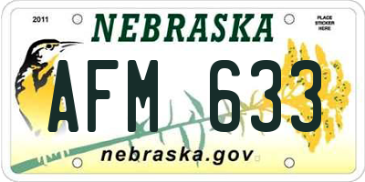 NE license plate AFM633