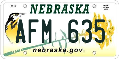NE license plate AFM635