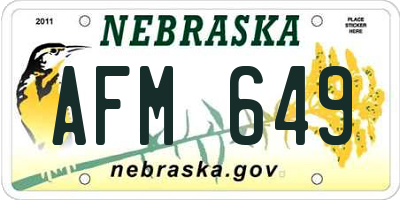 NE license plate AFM649