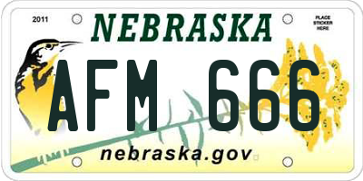 NE license plate AFM666