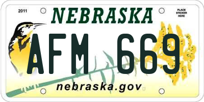 NE license plate AFM669