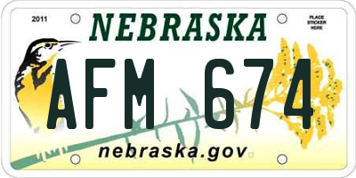 NE license plate AFM674