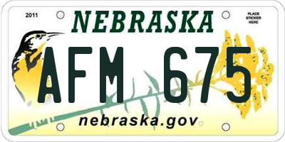 NE license plate AFM675