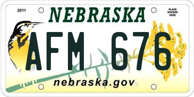 NE license plate AFM676