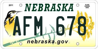 NE license plate AFM678