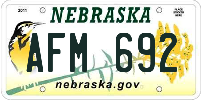 NE license plate AFM692