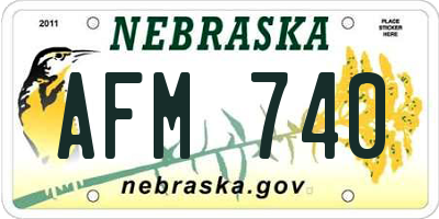 NE license plate AFM740