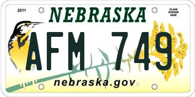 NE license plate AFM749
