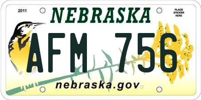 NE license plate AFM756