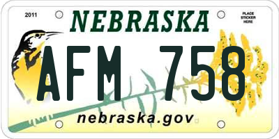 NE license plate AFM758