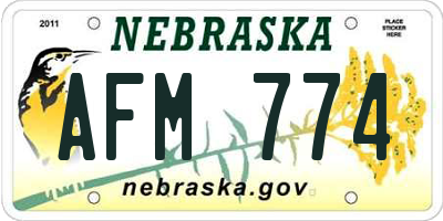 NE license plate AFM774