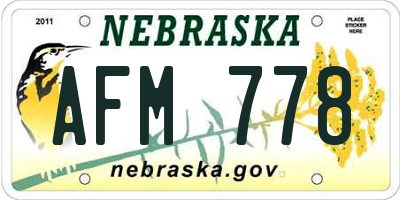 NE license plate AFM778