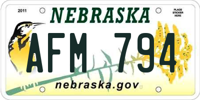NE license plate AFM794