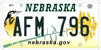 NE license plate AFM796