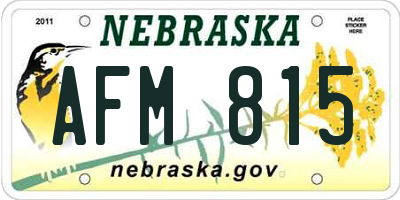 NE license plate AFM815
