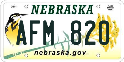 NE license plate AFM820