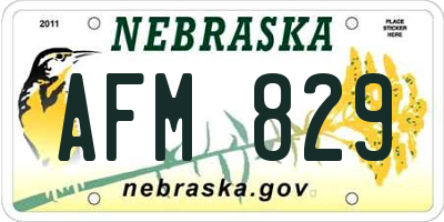 NE license plate AFM829