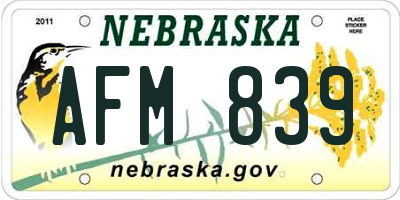 NE license plate AFM839