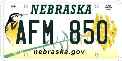 NE license plate AFM850