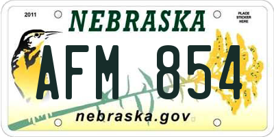 NE license plate AFM854
