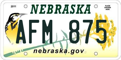 NE license plate AFM875