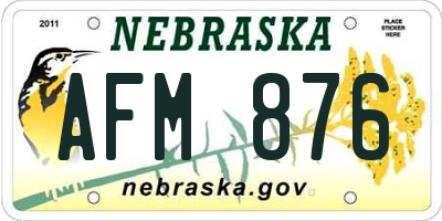 NE license plate AFM876