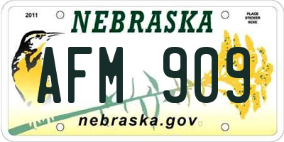 NE license plate AFM909