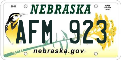 NE license plate AFM923