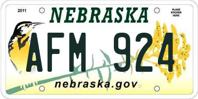 NE license plate AFM924