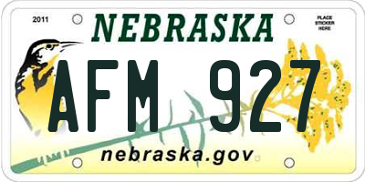 NE license plate AFM927