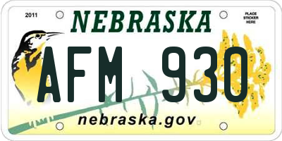 NE license plate AFM930
