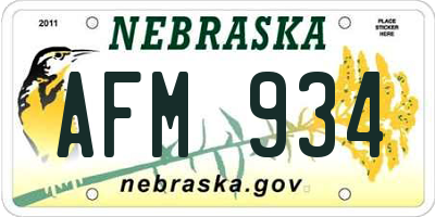 NE license plate AFM934