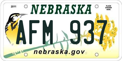 NE license plate AFM937