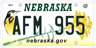NE license plate AFM955