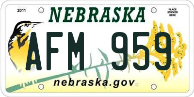 NE license plate AFM959