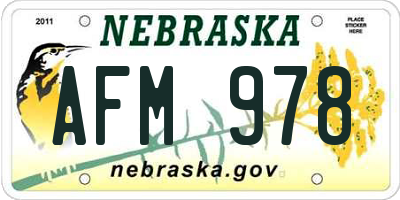 NE license plate AFM978