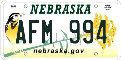 NE license plate AFM994