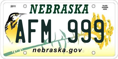 NE license plate AFM999
