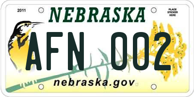 NE license plate AFN002