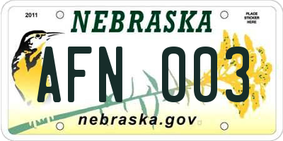 NE license plate AFN003
