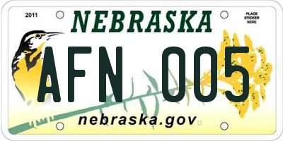 NE license plate AFN005