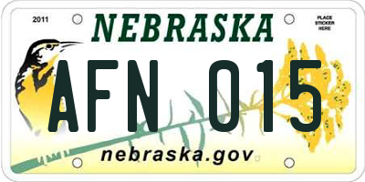 NE license plate AFN015