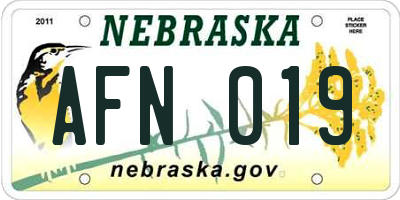 NE license plate AFN019