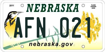NE license plate AFN021