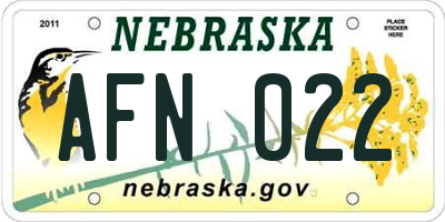 NE license plate AFN022