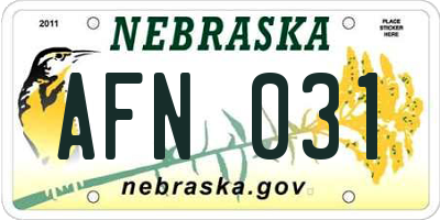 NE license plate AFN031